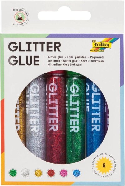 folia Glitter Glue Klebestifte 9,5 ml, 6 St.