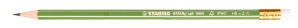 STABILO GREENgraph 6004 Bleistifte HB grün mit Radierer, 12 St.