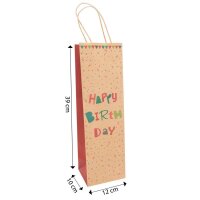Idena Geschenktüte für Flaschen Geburstag Motiv 10,0 x 39,0 cm, 1 St.