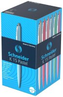 Schneider Kugelschreiber K15 pastell farbsortiert, Schreibfarbe: blau, 50 St.