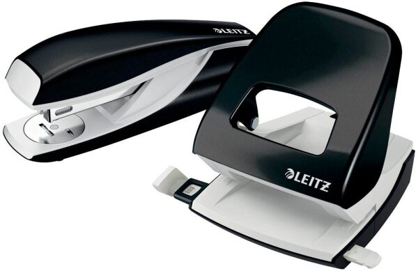 LEITZ Locher und Heftgeräte Set WOW 5095 schwarz-metallic