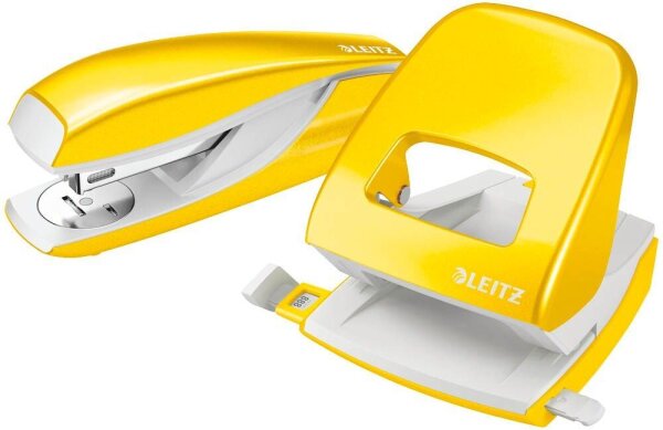 LEITZ Locher und Heftgeräte Set WOW 5095 gelb-metallic