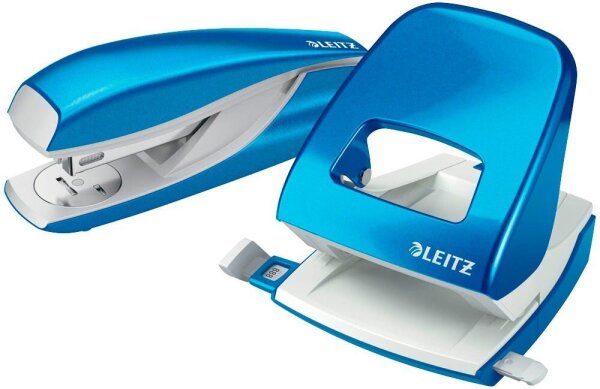 LEITZ Locher und Heftgeräte Set WOW 5095 blau-metallic