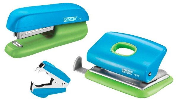 Rapid Locher und Heftgeräte Set Mini blau/grün