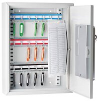 WEDO Schlüsseltresor lichtgrau mit 21 Haken, Elektronik- und Standardschloss, 27,0 x 8,0 x 35,0 cm, 1 St.