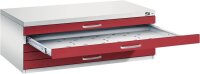 CP 7100 Planschrank lichtgrau, rubinrot 5 Schubladen...