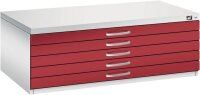CP 7100 Planschrank lichtgrau, rubinrot 5 Schubladen 110,0 x 76,5 x 42,0 cm, 1 St.