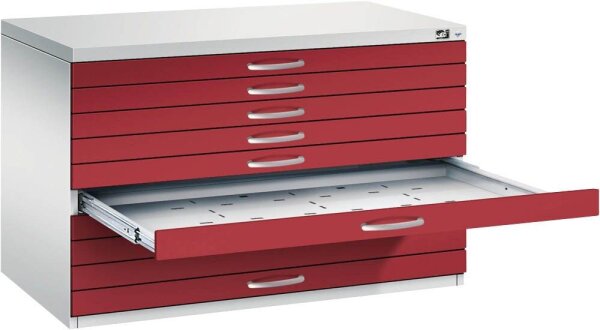 CP 7100 Planschrank lichtgrau, rubinrot 10 Schubladen 110,0 x 76,5 x 76,0 cm, 1 St.