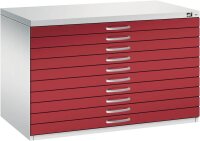 CP 7100 Planschrank lichtgrau, rubinrot 10 Schubladen 110,0 x 76,5 x 76,0 cm, 1 St.