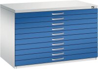 CP 7100 Planschrank lichtgrau, enzianblau 10 Schubladen 110,0 x 76,5 x 76,0 cm, 1 St.
