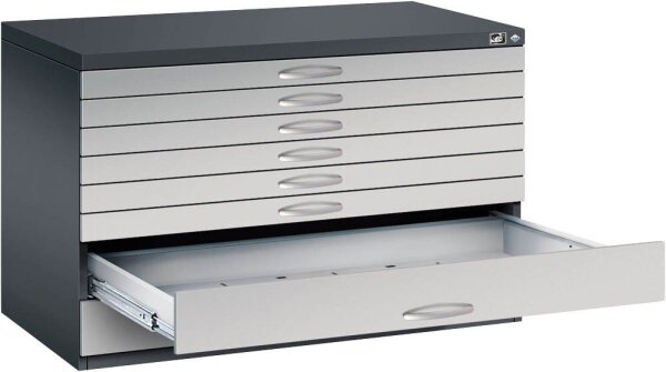 CP 7100 Planschrank schwarzgrau, weißaluminium 8 Schubladen 110,0 x 76,5 x 76,0 cm, 1 St.