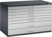 CP 7100 Planschrank schwarzgrau, weißaluminium 8 Schubladen 110,0 x 76,5 x 76,0 cm, 1 St.
