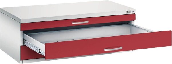 CP 7100 Planschrank lichtgrau, rubinrot 3 Schubladen 110,0 x 76,5 x 42,0 cm, 1 St.