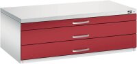 CP 7100 Planschrank lichtgrau, rubinrot 3 Schubladen 110,0 x 76,5 x 42,0 cm, 1 St.