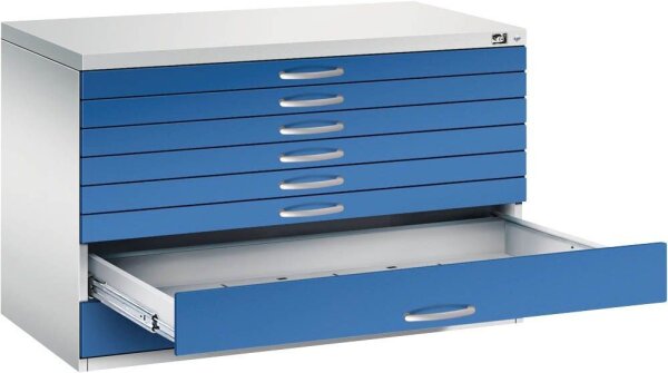 CP 7100 Planschrank lichtgrau, enzianblau 8 Schubladen 110,0 x 76,5 x 76,0 cm, 1 St.