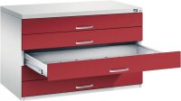 CP 7100 Planschrank lichtgrau, rubinrot 5 Schubladen...