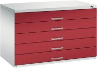 CP 7100 Planschrank lichtgrau, rubinrot 5 Schubladen 110,0 x 76,5 x 76,0 cm, 1 St.