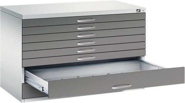 CP 7100 Planschrank lichtgrau, stahlgrau 8 Schubladen 110,0 x 76,5 x 76,0 cm, 1 St.