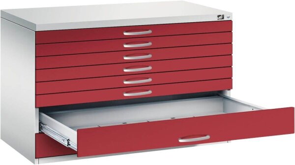 CP 7100 Planschrank lichtgrau, rubinrot 8 Schubladen 110,0 x 76,5 x 76,0 cm, 1 St.