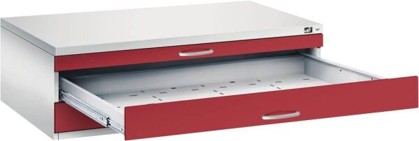 CP 7200 Planschrank lichtgrau, rubinrot 3 Schubladen 135,0 x 96,0 x 42,0 cm, 1 St.