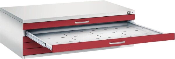 CP 7200 Planschrank lichtgrau, rubinrot 5 Schubladen 135,0 x 96,0 x 42,0 cm, 1 St.
