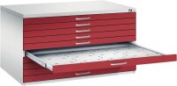 CP 7200 Planschrank lichtgrau, rubinrot 10 Schubladen...