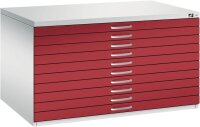 CP 7200 Planschrank lichtgrau, rubinrot 10 Schubladen 135,0 x 96,0 x 76,0 cm, 1 St.