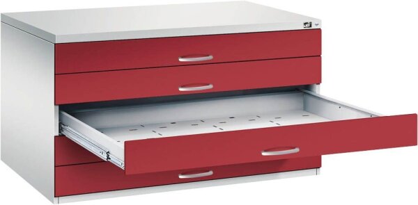 CP 7200 Planschrank lichtgrau, rubinrot 5 Schubladen 135,0 x 96,0 x 76,0 cm, 1 St.