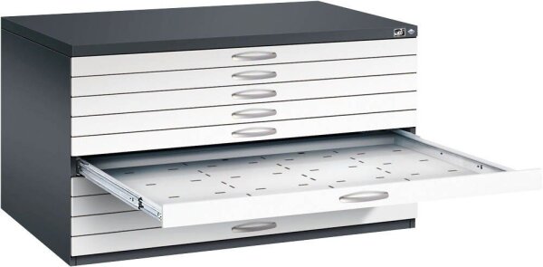 CP 7200 Planschrank schwarzgrau, verkehrsweiß 10 Schubladen 135,0 x 96,0 x 76,0 cm, 1 St.