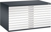 CP 7200 Planschrank schwarzgrau, verkehrsweiß 10 Schubladen 135,0 x 96,0 x 76,0 cm, 1 St.
