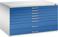 CP 7200 Planschrank lichtgrau, enzianblau 8 Schubladen 135,0 x 96,0 x 76,0 cm, 1 St.