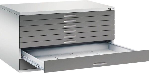 CP 7200 Planschrank lichtgrau, stahlgrau 8 Schubladen 135,0 x 96,0 x 76,0 cm, 1 St.