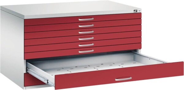 CP 7200 Planschrank lichtgrau, rubinrot 8 Schubladen 135,0 x 96,0 x 76,0 cm, 1 St.