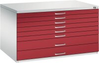CP 7200 Planschrank lichtgrau, rubinrot 8 Schubladen 135,0 x 96,0 x 76,0 cm, 1 St.