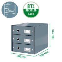 LEITZ Schubladenbox Click & Store  weiß 60480001, DIN A4 mit 3 Schubladen, 1 St.