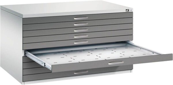 CP 7200 Planschrank lichtgrau, stahlgrau 10 Schubladen 135,0 x 96,0 x 76,0 cm, 1 St.
