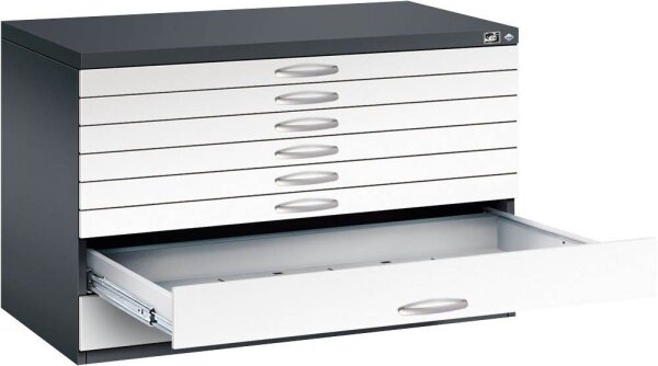 CP 7100 Planschrank schwarzgrau, verkehrsweiß 8 Schubladen 110,0 x 76,5 x 76,0 cm, 1 St.