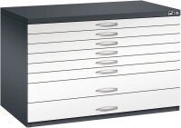 CP 7100 Planschrank schwarzgrau, verkehrsweiß 8 Schubladen 110,0 x 76,5 x 76,0 cm, 1 St.