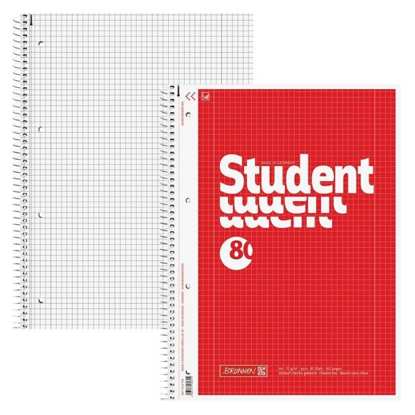 BRUNNEN Collegeblock Student Lineatur 28 kariert DIN A4 Innen- und Außenrand, 1 St.