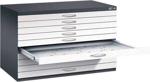 CP 7100 Planschrank schwarzgrau, verkehrsweiß 10 Schubladen 110,0 x 76,5 x 76,0 cm, 1 St.