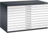 CP 7100 Planschrank schwarzgrau, verkehrsweiß 10 Schubladen 110,0 x 76,5 x 76,0 cm, 1 St.