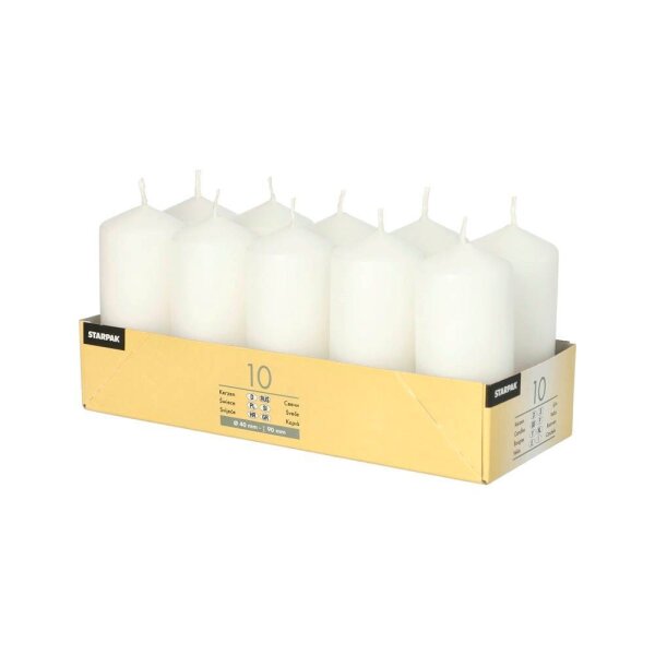 STARPAK Stumpenkerzen weiß, 10 St.