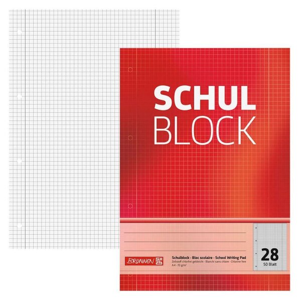 BRUNNEN Collegeblock Lineatur 28 kariert DIN A4 Innen- und Außenrand, 1 St.