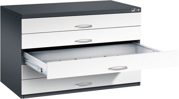 CP 7100 Planschrank schwarzgrau, verkehrsweiß 5 Schubladen 110,0 x 76,5 x 76,0 cm, 1 St.