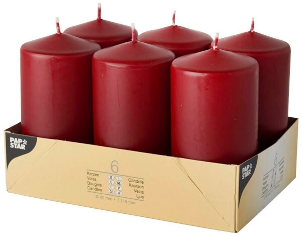 STARPAK Stumpenkerze bordeaux, 6 St.