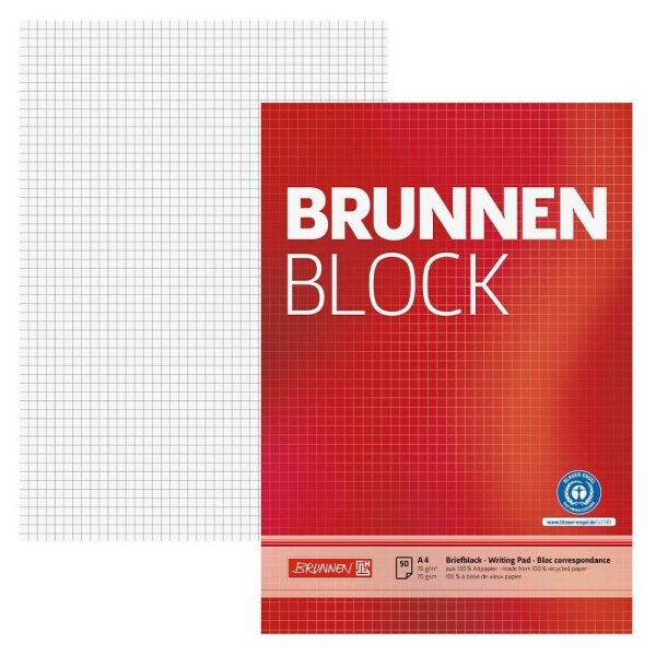 BRUNNEN Briefblock DIN A4 kariert Lineatur 22, 1 St.