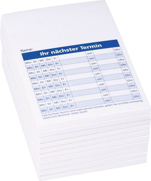 KÖNIG & EBHARDT Terminblöcke weiß DIN A7, 50 Blatt, 10 Blöcke