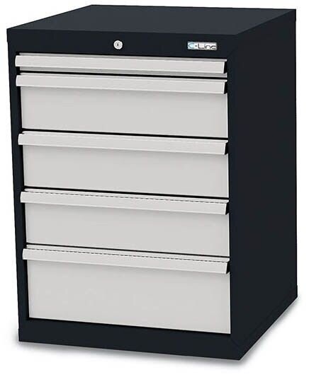 Simplaflex® Systemeinrichter C-Line Schubladenschrank anthrazit 5 Schubladen 60,0 x 57,5 x 82,0 cm, 1 St.