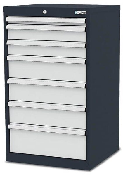 Simplaflex® Systemeinrichter C-Line Schubladenschrank anthrazit 7 Schubladen 60,0 x 57,5 x 102,0 cm, 1 St.