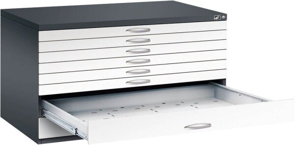 CP 7200 Planschrank schwarzgrau, verkehrsweiß 8 Schubladen 135,0 x 96,0 x 76,0 cm, 1 St.